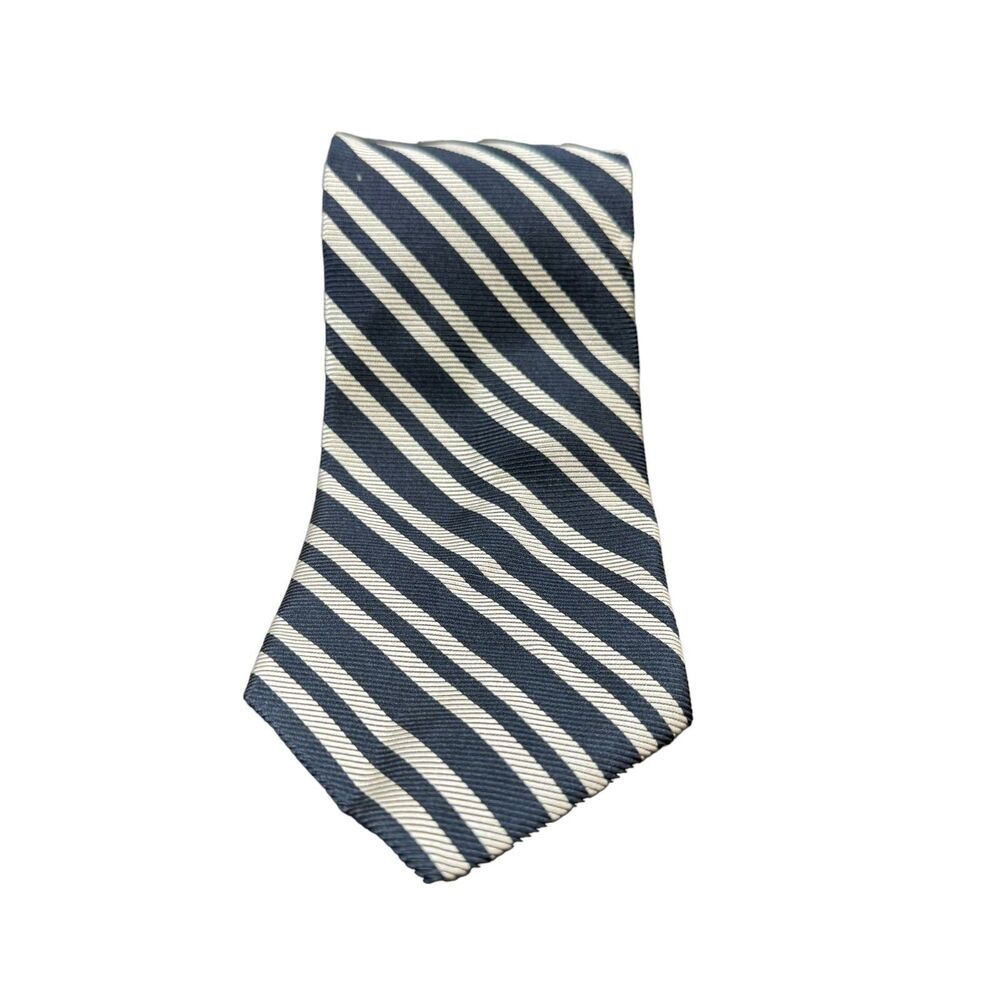 Brooks Brothers Makers Tie Men's Blue White Striped Pure Silk Preppy Made in USA